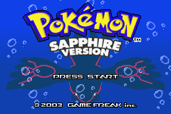 Pokemon Sapphire title screen for GameBoy Advance